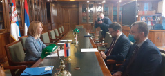 4 June 2021 Head of the National Assembly standing delegation to the OSCE PA Vesna Markovic in meeting with Polish Ambassador to Serbia Rafal Pawel Perl